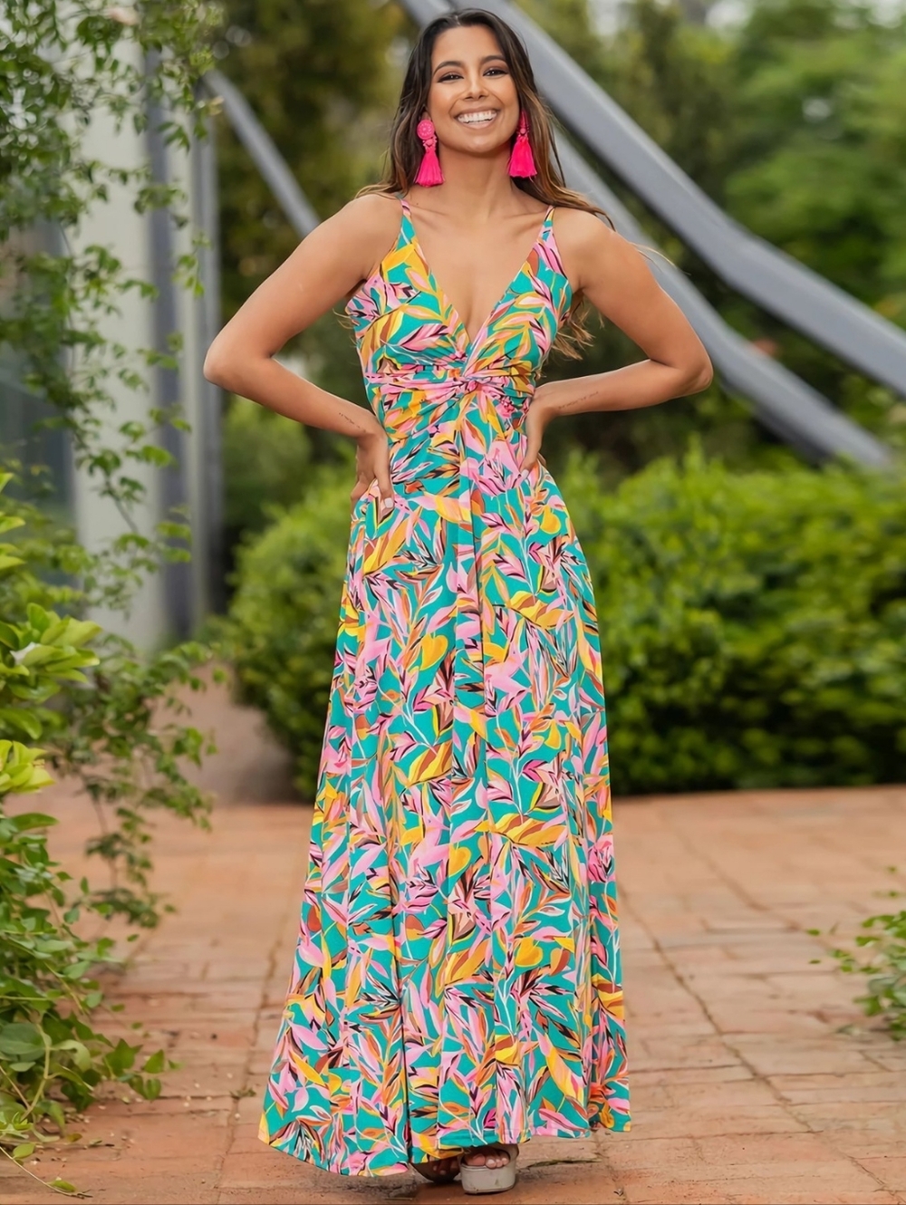 Beachy Blooms Cami Dress - Turquoise